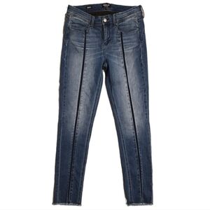 NYDJ Curves 360 Boost Skinny Ankle Jeans Shadow Seam Raw Hem Blue Size 8